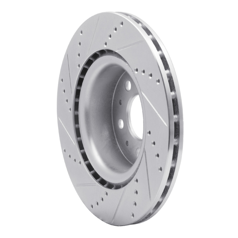 Tesla Model 3 Brake Rotor (1) - Front Right - R1 Concepts - Drilled & Slotted - Silver - `17-`25